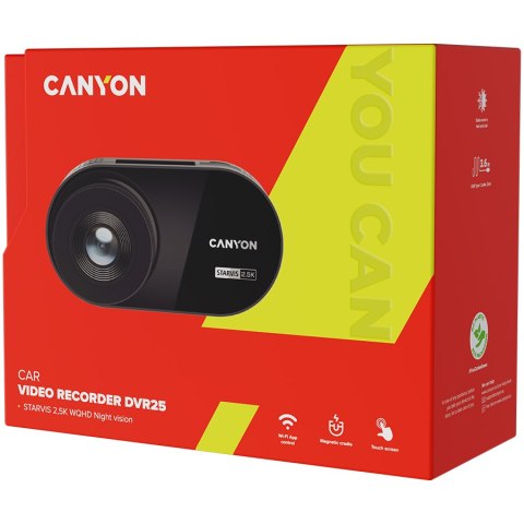 CANYON Wideorejestrator DVR25 WQHD 2.5K 1440p Wi-Fi Czarny