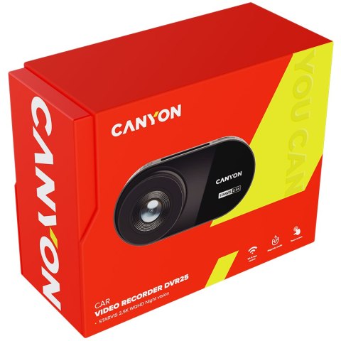 CANYON Wideorejestrator DVR25 WQHD 2.5K 1440p Wi-Fi Czarny