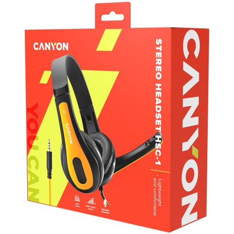 CANYON Zestaw słuchawkowy HSC-1 PC Mik 2m Czarno - Żółty