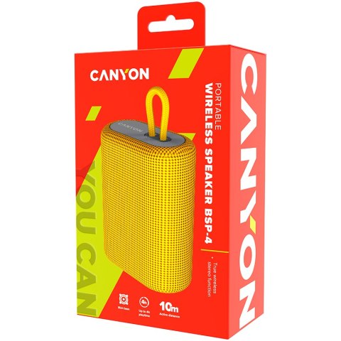 CANYON Głośnik Bluetooth BSP-4 5W Radio FM Żółty