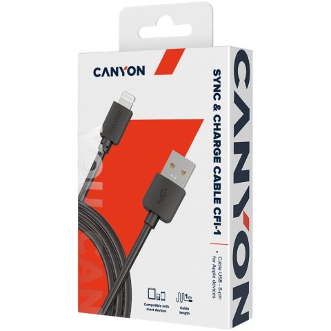 CANYON Kabel CFI-1 USB do Lightning 5W 1m Czarny
