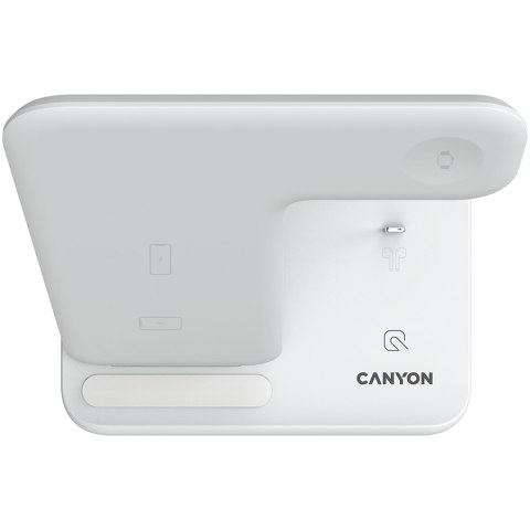 CANYON Ładowarka bezprzewodowa WS-302 15W 3w1 Biała