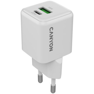 CANYON Ładowarka sieciowa CU20AC GaN 20W 1xPD 1xQC EU Biała