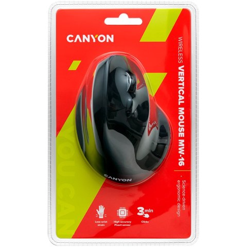 CANYON Mysz bezprzewodowa MW-16 Pionowa Czarna
