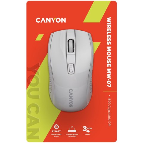 CANYON Mysz bezprzewodowa MW-7 Biała