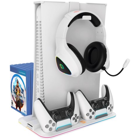 CANYON Podstawka CS-5 RGB PS5 Ładowanie + Chłodzenie Biała
