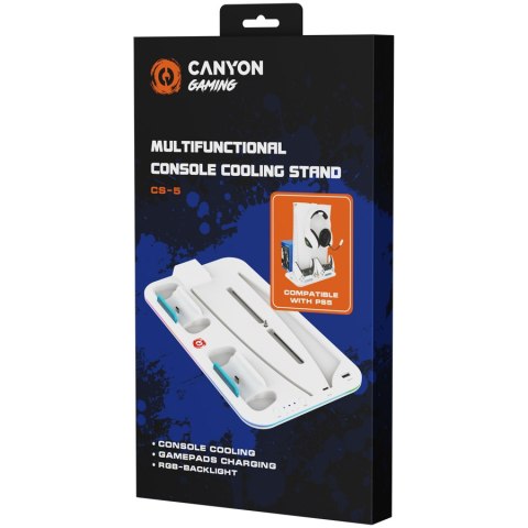 CANYON Podstawka CS-5 RGB PS5 Ładowanie + Chłodzenie Biała