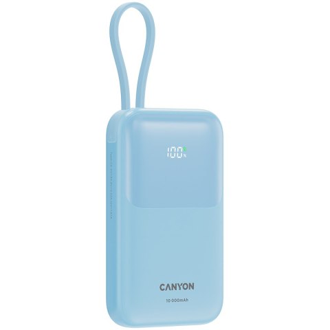 CANYON Powerbank OnPower 101 z kablem 10000 mAh PD22.5W Niebieski