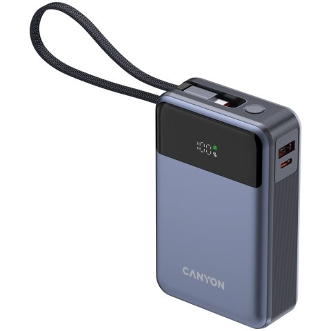 CANYON Powerbank OnPower 600 z kablem 20000 mAh PD65W Grafitowy