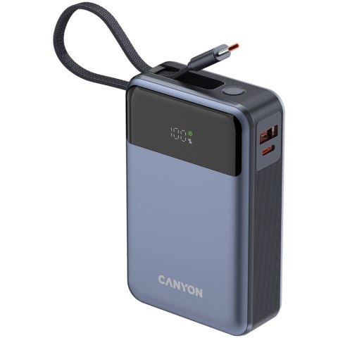 CANYON Powerbank OnPower 600 z kablem 20000 mAh PD65W Grafitowy