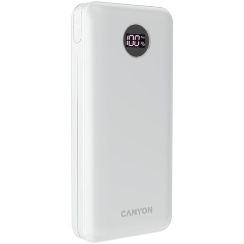 CANYON Powerbank PB-2002 LED 20000 mAh PD 20W QC 3.0 Biały