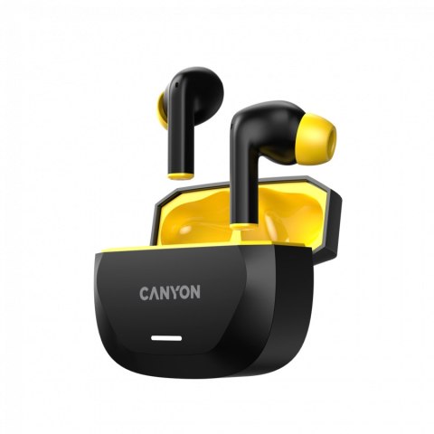 CANYON Słuchawki HEXAGON 7 TWS ANC+ENC Qi Czarno-Żółte