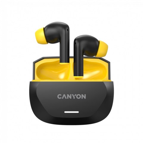 CANYON Słuchawki HEXAGON 7 TWS ANC+ENC Qi Czarno-Żółte
