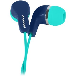CANYON Słuchawki dokanałowe EPM-02 Mic Mini-Jack Nieb.-Zielone