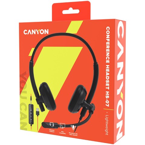 CANYON Zestaw słuchawkowy HS-07 PC Mik 3.5/USB 2.8m Czarny