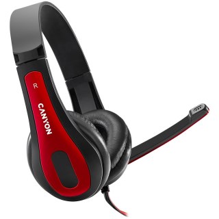 CANYON Zestaw słuchawkowy HSC-1 PC Mik 2m Czarno - Czerwony