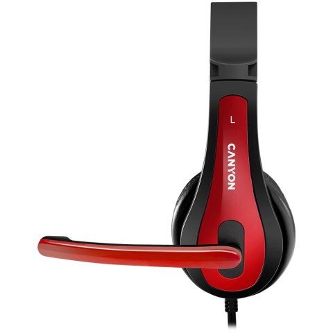 CANYON Zestaw słuchawkowy HSC-1 PC Mik 2m Czarno - Czerwony