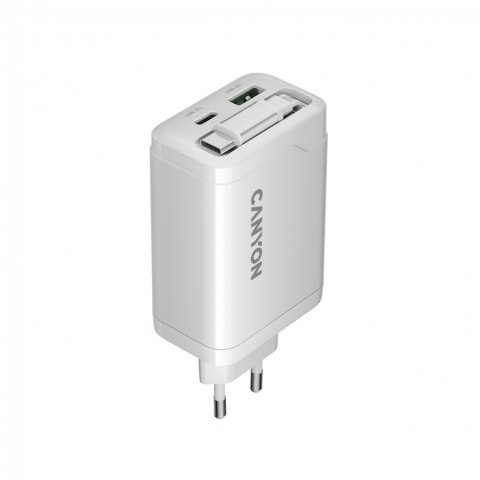 CANYON charger OnCharge 65RC Build-In Cable USB-C 65W 1xPD 1xQC EU White