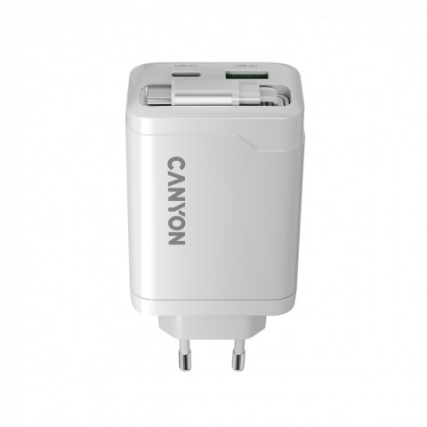 CANYON charger OnCharge 65RC Build-In Cable USB-C 65W 1xPD 1xQC EU White