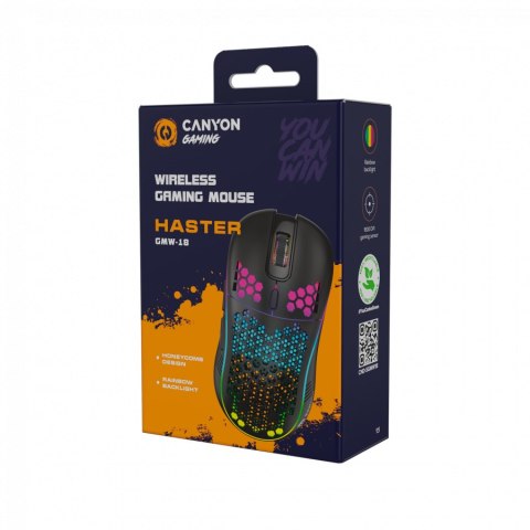 Canyon 7keys Gaming 2.4G wireless mouse, KA8 sensor, DPI up to 1600, rubber coating on panel, Huano 1million switch, 45cm PVC ca
