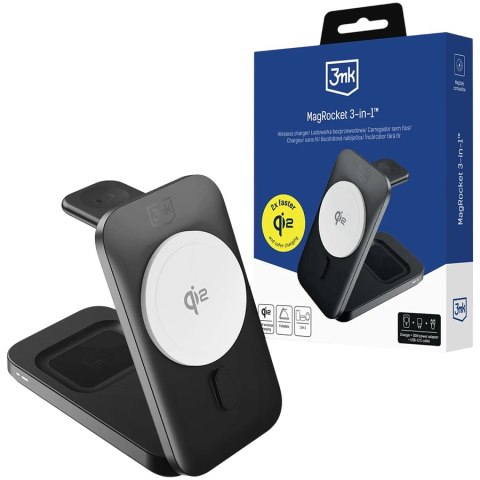 3MK Wireless Charger 15W Qi2 MPP MagSafe - MagRocket 3-in-1